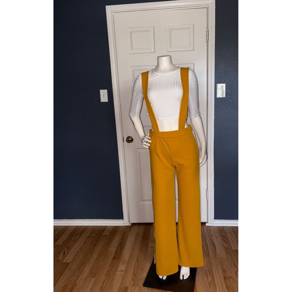 Women 2PC Set 3/4 Sleeve Crop Top Wide Leg Jumpsuit Outfit burgundy black mustar - Picture 7 of 9